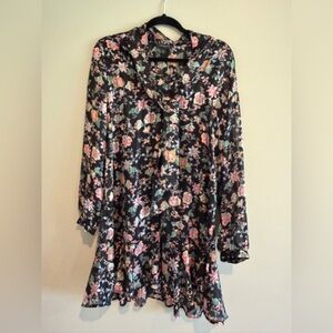 Banana Republic Black Floral Midi Dress